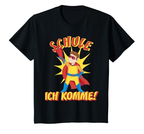 Kinder Schule ich komme Superheld mit Schultüte Schulanfang T-Shirt von Superheld Schulstart Schultüte Erstklässler