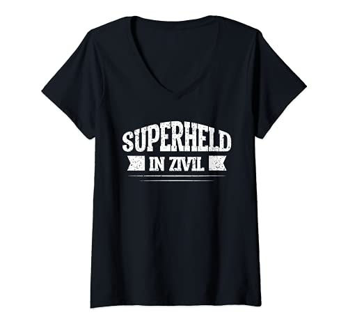 Damen Superheld In Zivil | Superhelden Kostüm Halloween Karneval T-Shirt mit V-Ausschnitt Damen Superheld In Zivil | Superhelden Kostüm Halloween Karneval T-Shirt mit V-Ausschnitt von Superhelden Kollektion