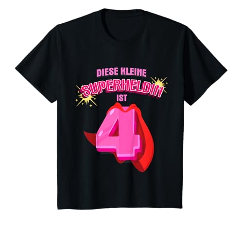 Kinder Heldin 4. Geburtstag Shirt Mädchen Superheldin 4 Jahre T-Shirt von Superheldin 4 Jahre Tshirt Mädchen 4 Jahre Heldin
