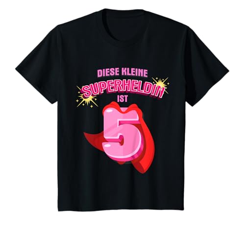 Heldin 5. Geburtstag Shirt Mädchen Superheldin 5 Jahre T-Shirt von Superheldin 5 Jahre Tshirt Mädchen 5 Jahre Heldin