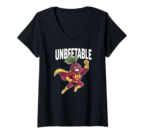 Damen Unschlagbare Superhelden-Power-Grafik T-Shirt mit V-Ausschnitt Damen Unschlagbare Superhelden-Power-Grafik T-Shirt mit V-Ausschnitt von Superhero Vegetable Humor Fun Character