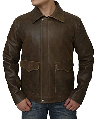 Indiana Herren-Jacke aus echtem Rindsleder, Harrison-Stil, Echtlederjacke für Herren, Vintage-Braun, Antik-Stil, klassische Herrenmode, Bronw Antique, L von Superior Leather Garments