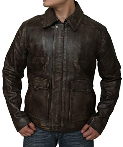 Herren-Jacke Indiana Jones Harrison Ford Used-Look echtes Rindsleder, Braun im Used-Look, 3XL von Superior Leather Garments