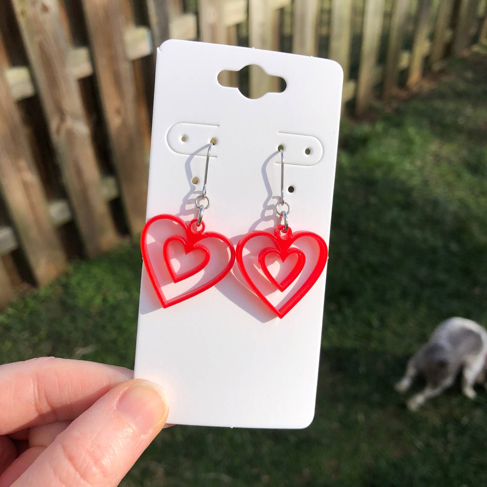 Rote Acryl Herz Ohrringe - Edelstahl Fischhaken Niedliche Valentinstag von Superluckydesigns