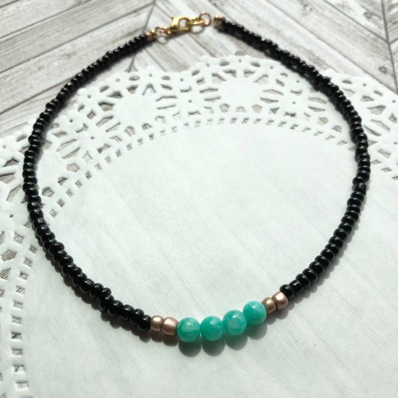 Zierliche Und Schwarze Perlenkette - Saatperlen Halskette Süße von Superluckydesigns