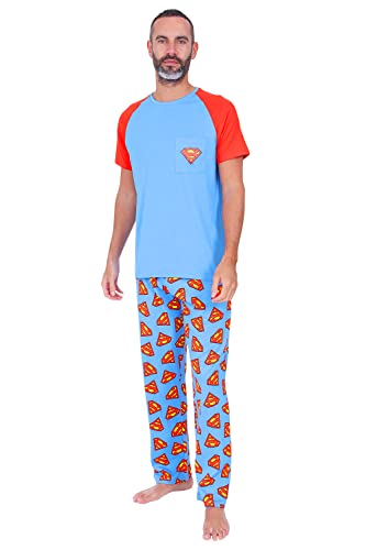 SUPERMAN Langer Schlafanzug für Herren, Rot / Blau, blau, M von Superman