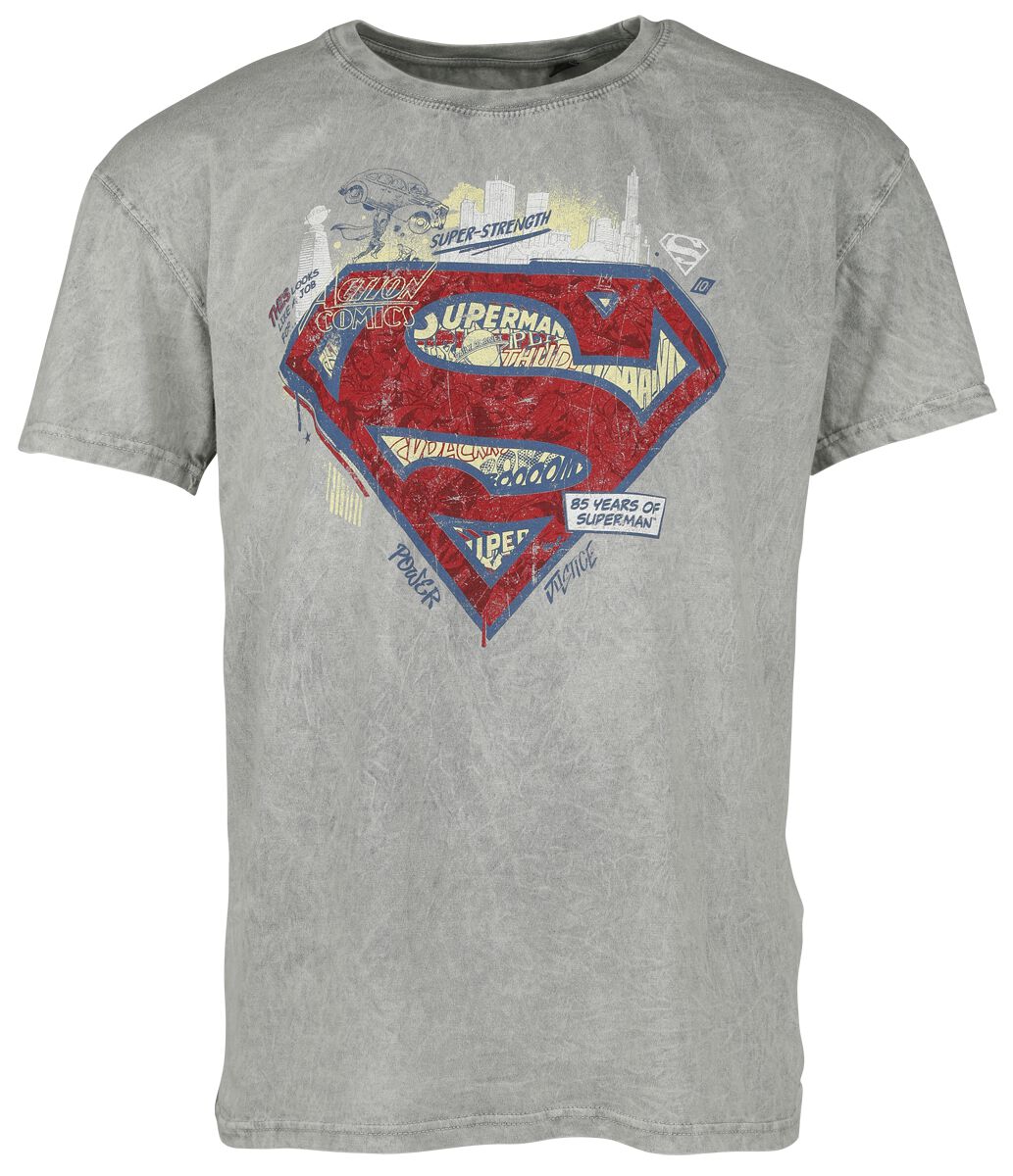 Superman - DC Comics T-Shirt - Logo - 85th Anniversary - S bis XXL - für Männer - Größe S - grau  - Lizenzierter Fanartikel von Superman