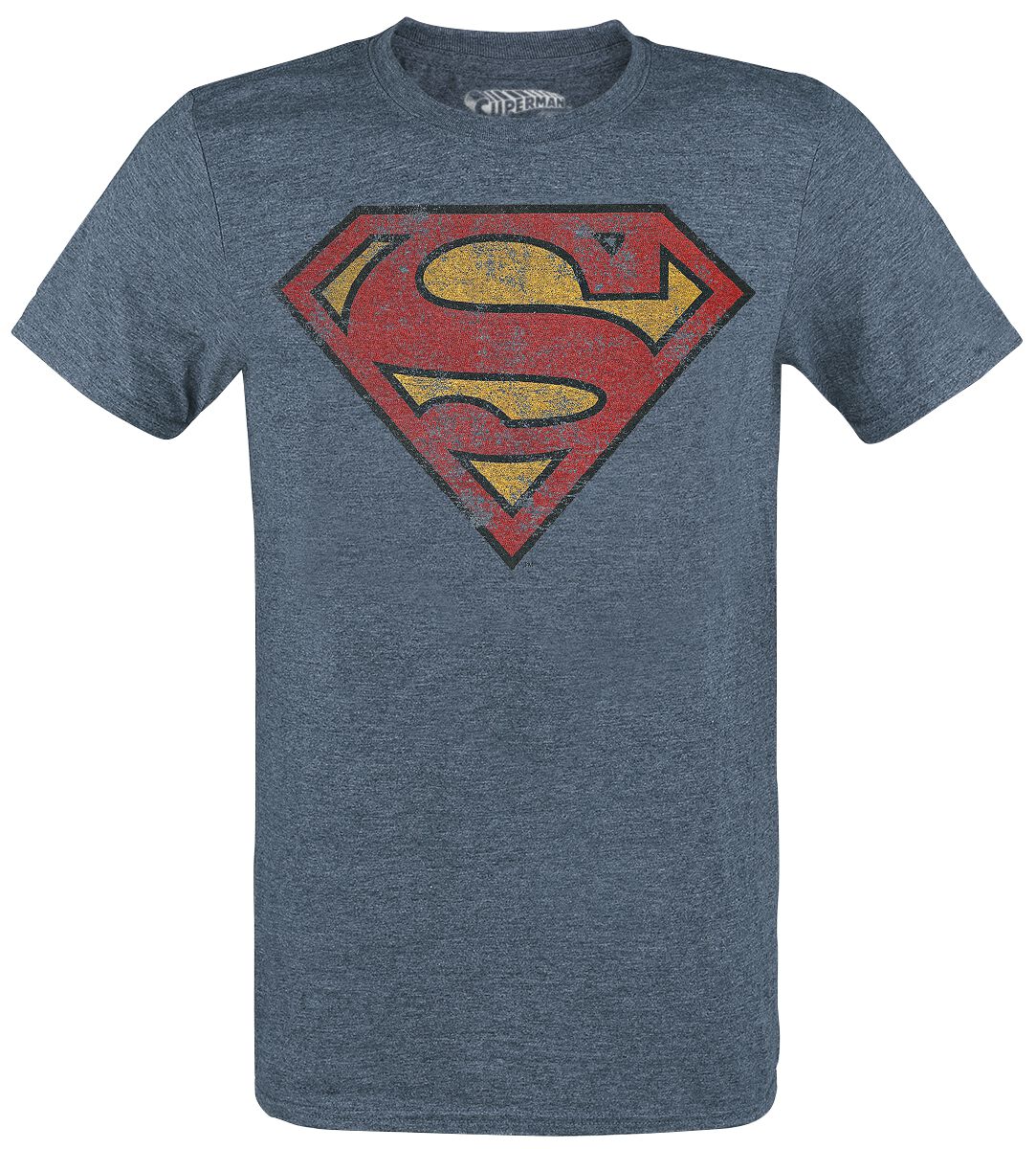 Superman - DC Comics T-Shirt - Logo - M bis XXL - für Männer - Größe XXL - blau meliert  - Lizenzierter Fanartikel von Superman