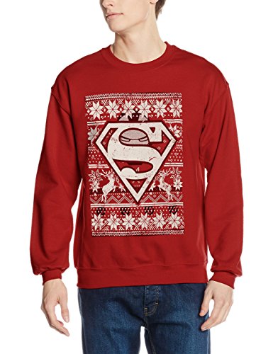 Superman Herren Fair Isle Sweatshirt, Rot, S von Superman
