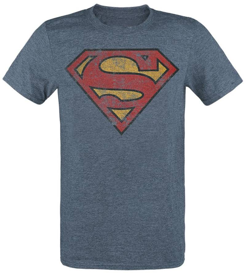 Superman Logo T-Shirt blau meliert in L von Superman