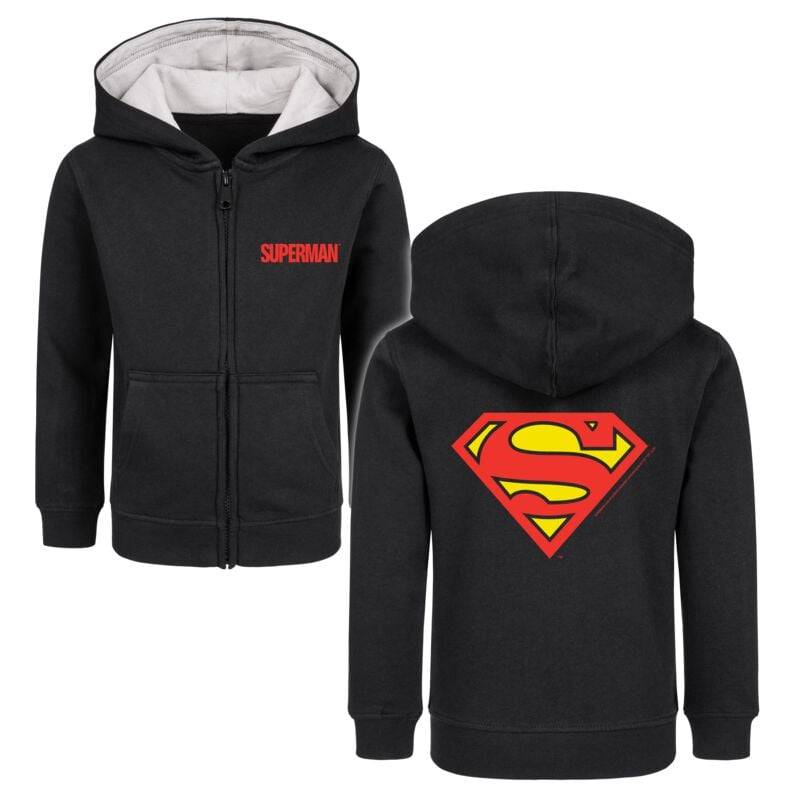 Superman Metal-Kids - Logo Kinder-Kapuzenjacke schwarz in 104 von Superman