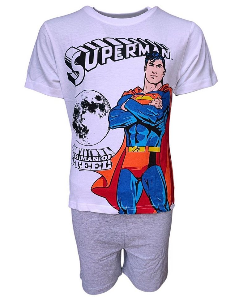 Superman Schlafanzug THE MAN OF STEEL (2 tlg) Jungen Shorty aus Baumwolle Gr. 104 - 134 cm von Superman