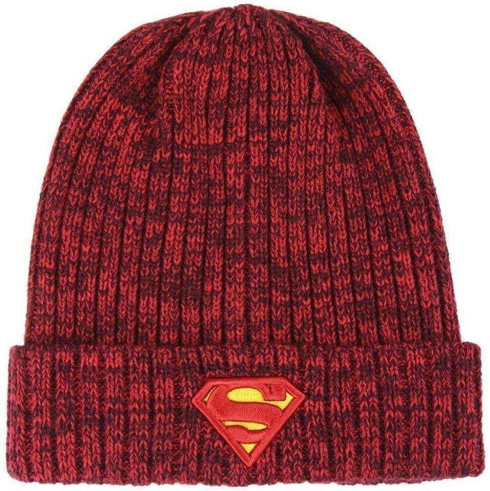 Superman Strickmütze SUPERMAN Mütze Jungen Wintermütze rot meliert Kinder + Jugendliche von Superman