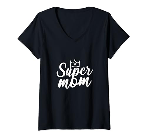 Damen Super Mom Super-Mutter T-Shirt mit V-Ausschnitt von Supermom