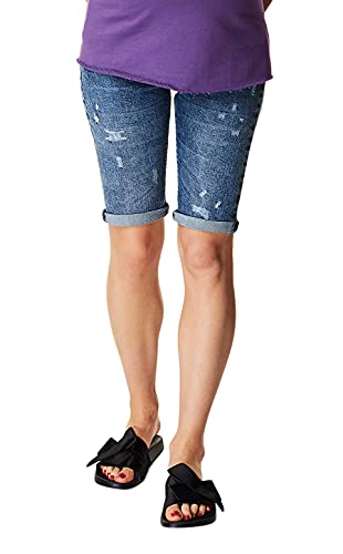 Supermom Damen Bermuda Jeans UTB Destroyed Umstandsjeans, Blau (Blue Denim C306), One Size (Herstellergröße: 27) von Supermom