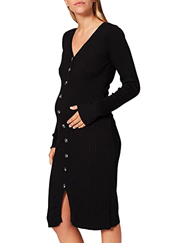 Supermom Damen Dress Nurs Knop Rib Kleid, Black - P090, 44 EU von Supermom