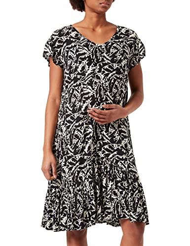 Supermom Damen Dress Short Sleeve Allover Print Leaf Kleid, Black-P090, XXS von Supermom