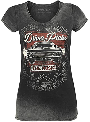 Supernatural Driver Picks The Music Frauen T-Shirt grau L 100% Baumwolle Fan-Merch, TV-Serien von super.natural