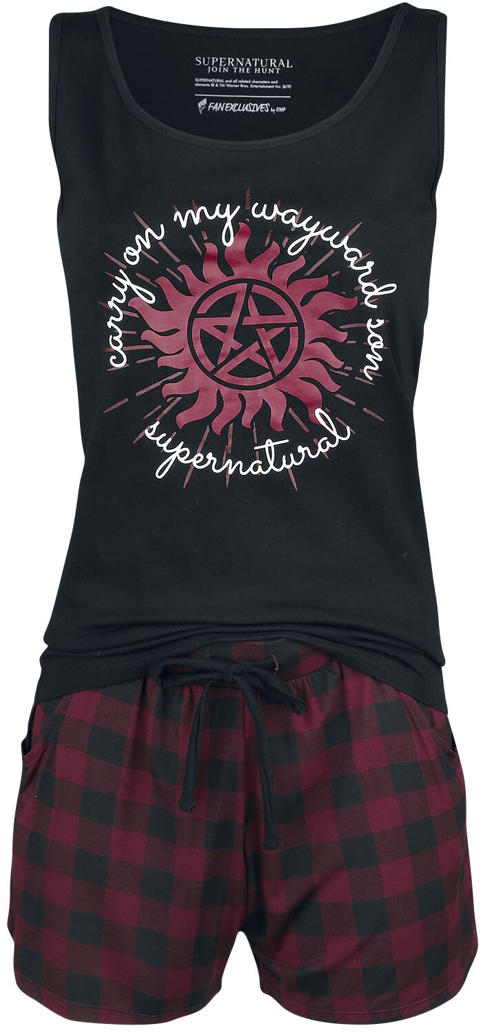 Supernatural Schlafanzug - Carry On - S bis 5XL - für Damen - Größe 3XL - schwarz/rot  - EMP exklusives Merchandise! von Supernatural