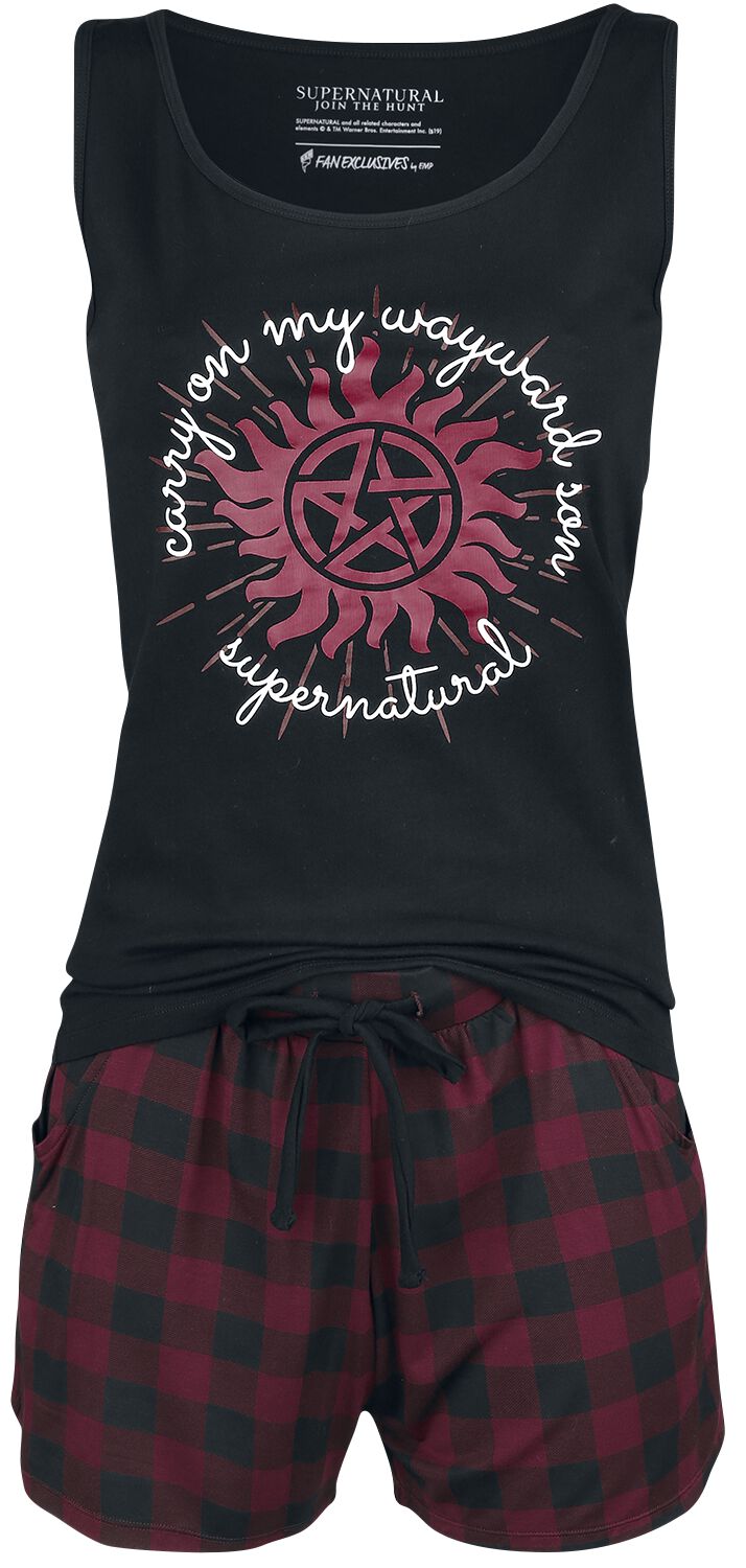 Supernatural Schlafanzug - Carry On - S bis 5XL - für Damen - Größe S - schwarz/rot  - EMP exklusives Merchandise! von Supernatural