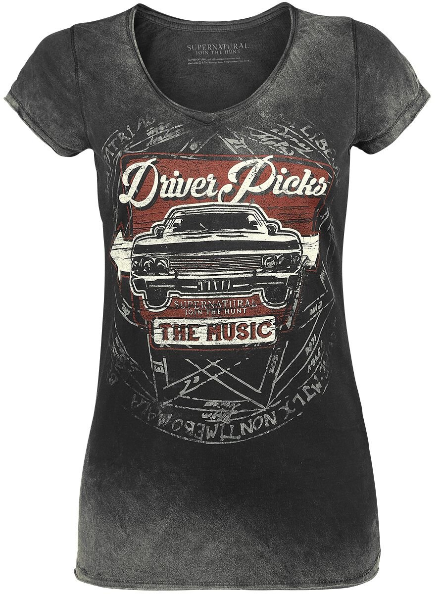 Supernatural T-Shirt - Driver Picks The Music - S bis XXL - für Damen - Größe L - grau  - EMP exklusives Merchandise! von Supernatural