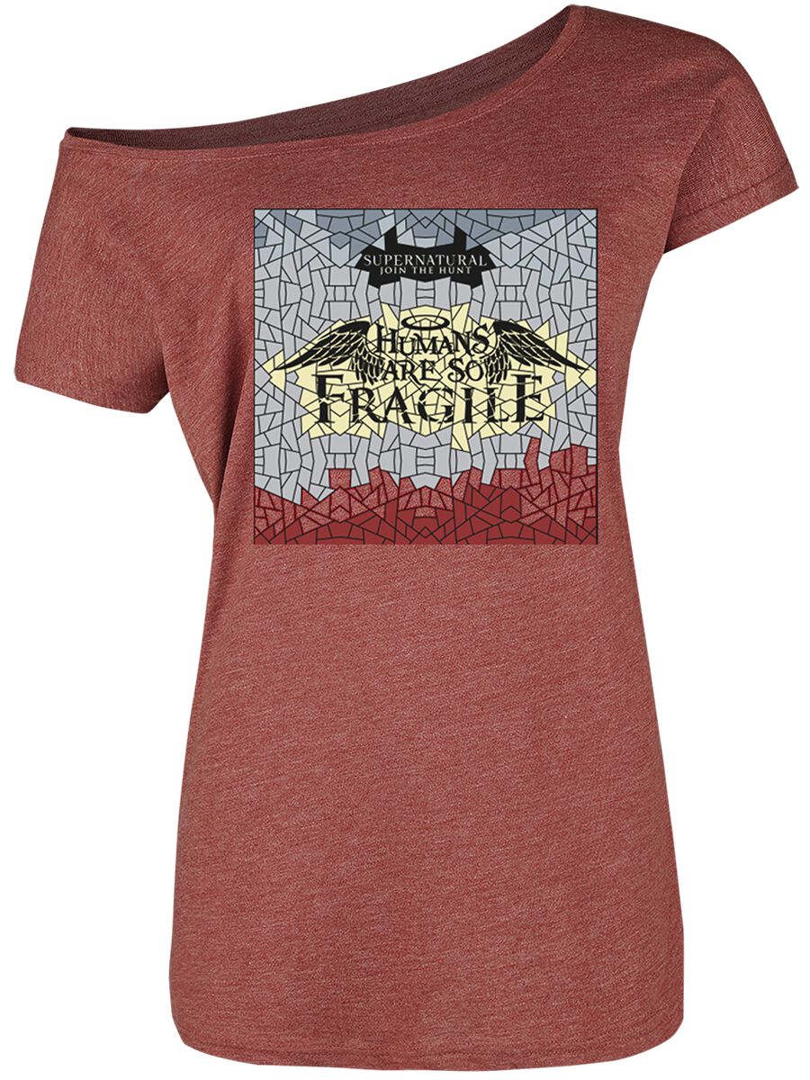 Supernatural T-Shirt - Fragile - S bis XXL - für Damen - Größe M - rot  - Lizenzierter Fanartikel von Supernatural