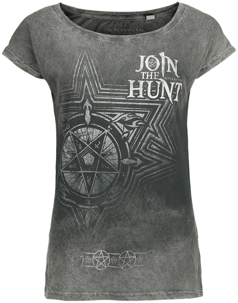 Supernatural T-Shirt - Join The Hunt - S bis XXL - für Damen - Größe M - grau  - Lizenzierter Fanartikel von Supernatural