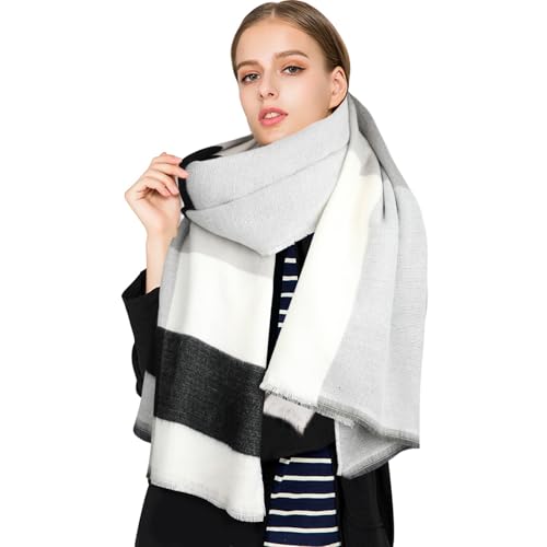 Superora Damen Schal XXL Schultertuch karierter Deckenschal Halstuch Karo Scarf kuschelig übergroßer Oversized Poncho 200 * 70cm von Superora