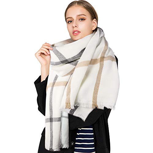 Superora Damen Schal XXL Schultertuch karierter Deckenschal Halstuch Karo Scarf kuschelig übergroßer Oversized Poncho 200 * 70cm von Superora