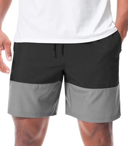 Superora Herren Freizeitshorts in zweifarbigem Design – Leicht, schnelltrocknend Sportshorts mit 3 Reißverschlusstaschen von Superora
