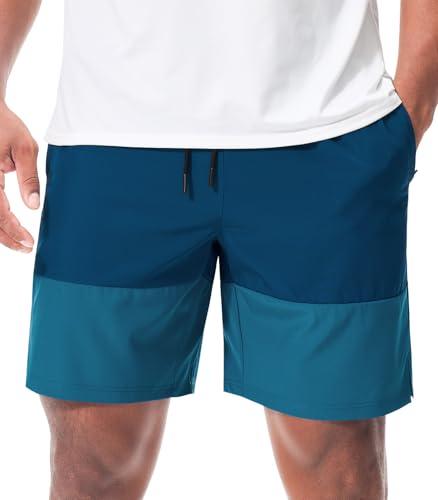 Superora Herren Freizeitshorts in zweifarbigem Design – Leicht, schnelltrocknend Sportshorts mit 3 Reißverschlusstaschen von Superora
