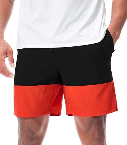 Superora Herren Freizeitshorts in zweifarbigem Design – Leicht, schnelltrocknend Sportshorts mit 3 Reißverschlusstaschen von Superora