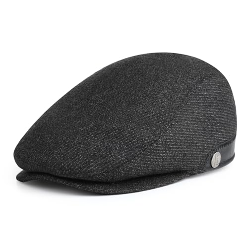 Superora Herren Schiebermütze Barett Cap Baumwolle Unisex Mütze 1920 Stil Herren-Schiebermütze Winter Warme Flat Cap mit Karomuster Baumwollmützen von Superora