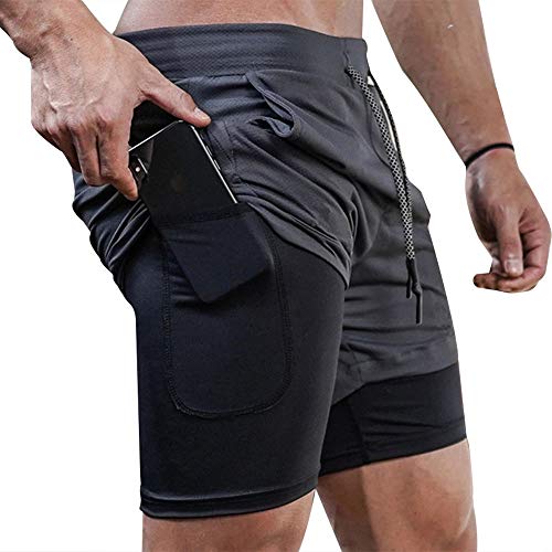 Superora Herren Sport Shorts Laufshorts 2 in 1 Kurze Running Sporthose Fitness Training Mit Eingebaut Taschen von Superora