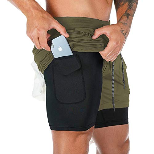 Superora Herren Sport Shorts Laufshorts 2 in 1 Kurze Running Sporthose Fitness Training Mit Eingebaut Taschen von Superora