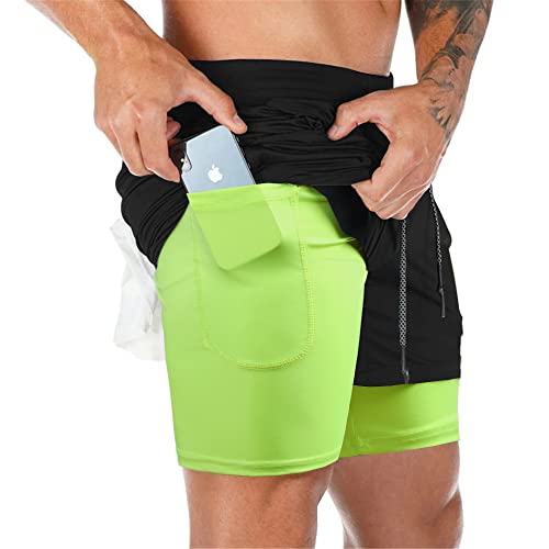 Superora Herren Sport Shorts Laufshorts 2 in 1 Kurze Running Sporthose Fitness Training Mit Eingebaut Taschen von Superora