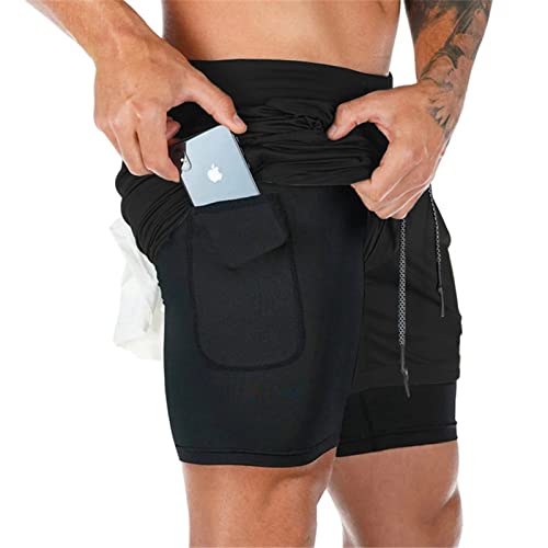 Superora Herren Sport Shorts Laufshorts 2 in 1 Kurze Running Sporthose Fitness Training Mit Eingebaut Taschen von Superora