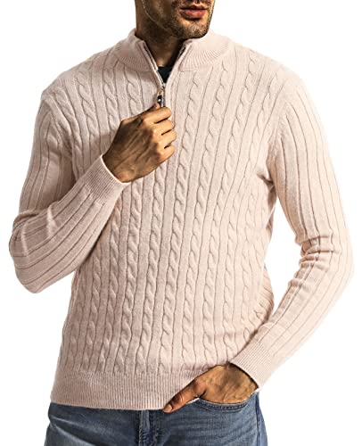 Superora Herren Stehkragen Pullover Basic Feinstrick Pullover mit 1/4 Reißverschluss Slim Fit Pulli Langarm Stretch Sweater für Männer von Superora