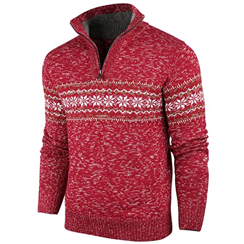 Superora Herren Strickpullover Crewneck Zipper Winterpullover Pullover von Superora