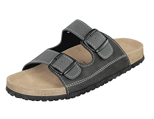 Supersoft 174-001 Herren Pantoletten Sandalen Hausschuhe Lederfußbett Black/Grey (Numeric_44) von Supersoft