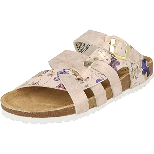 Supersoft 274-686 Damen Pantolette Sandale Lederfußbett Rosegold Flower (Numeric_37) von Supersoft