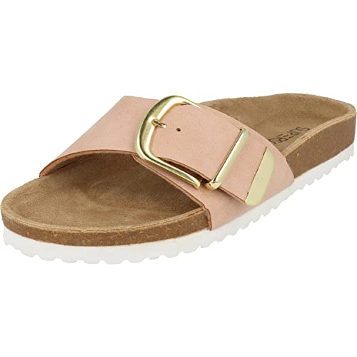 Supersoft 274-901 Damen Schuhe Slides Pantolette Sandale Fußbett Schnalle Rosé (eu_Footwear_Size_System, Adult, Women, Numeric, medium, Numeric_39) von Supersoft