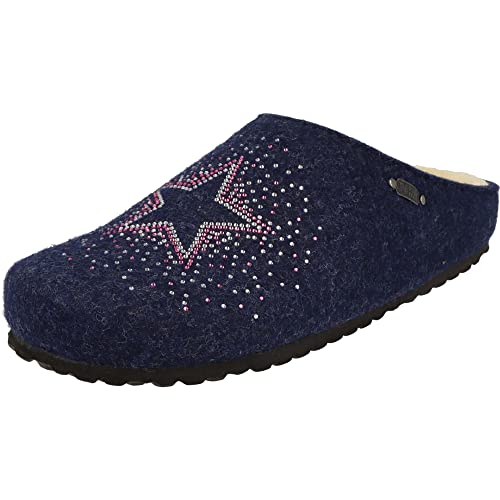 Supersoft Damen Hausschuhe 522-507 Glitzer Stern Filz gefüttert Pantoffeln (Navy, eu_footwear_size_system, adult, women, numeric, medium, numeric_38) von Supersoft