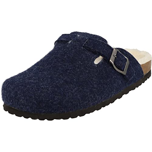 Supersoft Damen Hausschuhe Clogs 522-505 Filz Pantoffeln gefüttert (Navy, eu_footwear_size_system, adult, women, numeric, medium, numeric_41) von Supersoft