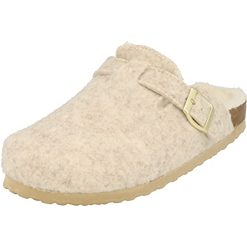 Supersoft Damen Hausschuhe Clogs 522-505 Filz Pantoffeln gefüttert (Offwhite, eu_footwear_size_system, adult, women, numeric, medium, numeric_41) von Supersoft