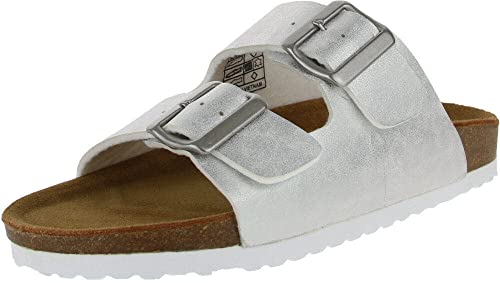 Supersoft Damen Schuhe 274-616 Pantolette Hausschuhe Lederfußbett Silber (eu_Footwear_Size_System, Adult, Women, Numeric, medium, Numeric_37) von Supersoft