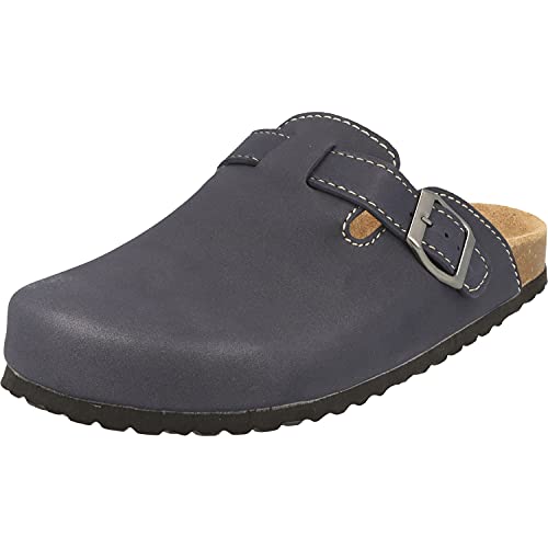 Supersoft Damen Schuhe 276-002 Clogs Pantoletten Hausschuhe Lederfußbett (Blue, Numeric_36) von Supersoft