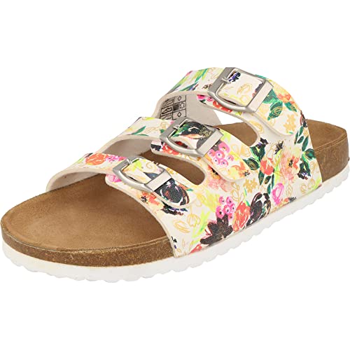 Supersoft Damen Schuhe Freizeit Pantoletten Lederfußbett 274-855 White Flower (Numeric_37) von Supersoft