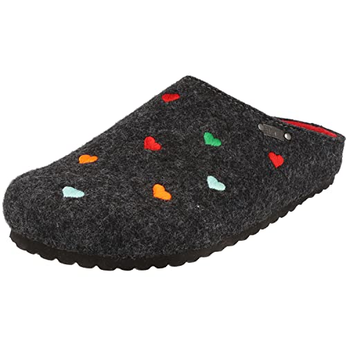 Supersoft Damen Schuhe Hausschuhe Clogs 522-408 Herz Pantoffeln in 3 Farben (Dk.Grey, Numeric_38) von Supersoft