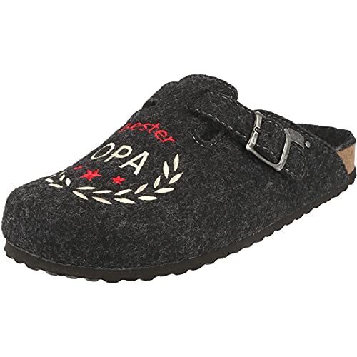 Supersoft Herren Hausschuhe 511-077 Bester Opa Clogs Filz Latschen Dunkelgrau (Numeric_41) von Supersoft